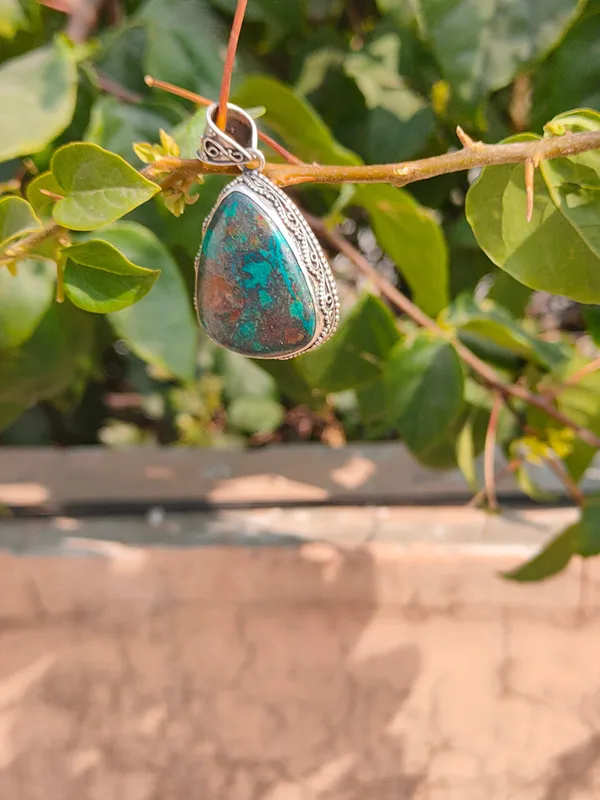 Silver_&_Green_&_Brown_Sterling_Silver_925_Premium_&_Elegant_Boho_Pendant_For_Girls_&_Women