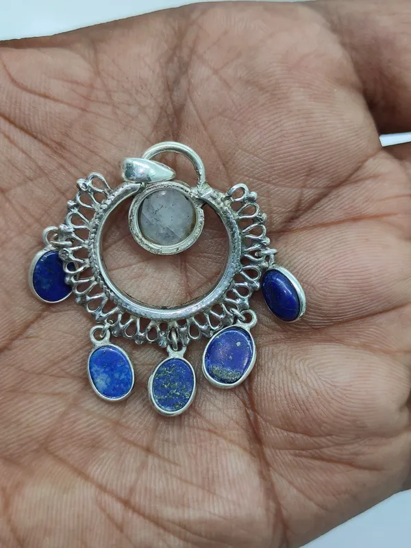 Silver_&_White_With_Blue_Sterling_Silver_925_Premium_&_Elegant_Boho_Pendant_For_Girls_&_Women