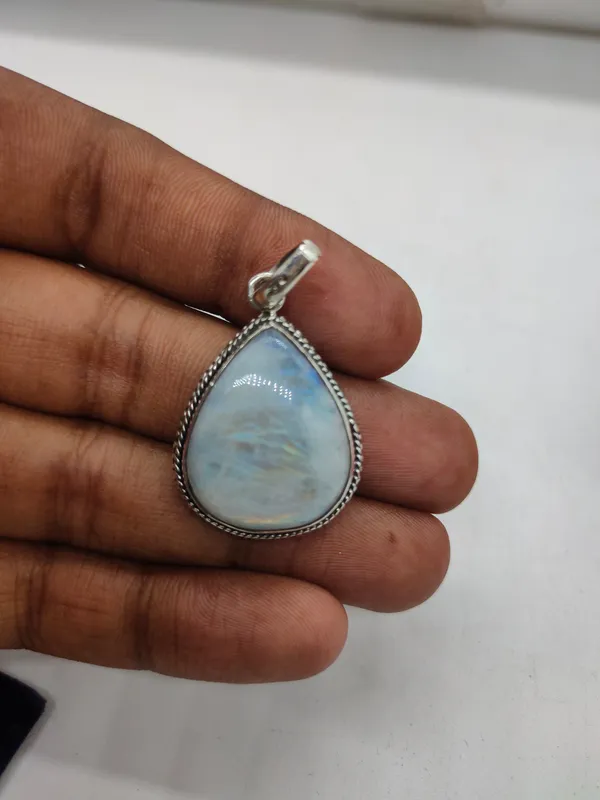 Silver_&_White_With_Blue_Sterling_Silver_925_Premium_&_Elegant_Boho_Pendant_For_Girls_&_Women