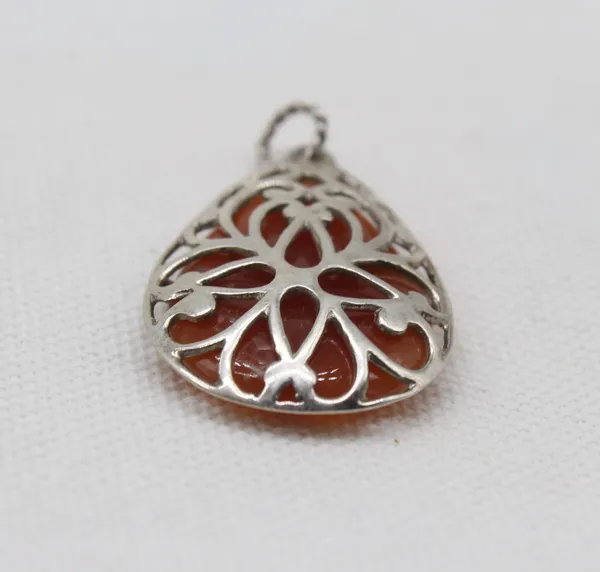 Silver_&_Orange_Sterling_Silver_925_Premium_&_Elegant_Handmade_Pendant_For_Girls_&_Women