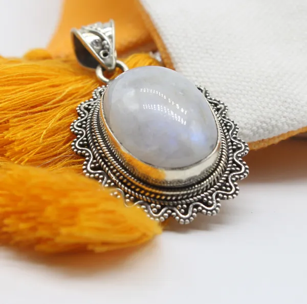 Silver_&_White_With_Blue_Sterling_Silver_925_Premium_&_Elegant_Boho_Pendant_For_Girls_&_Women