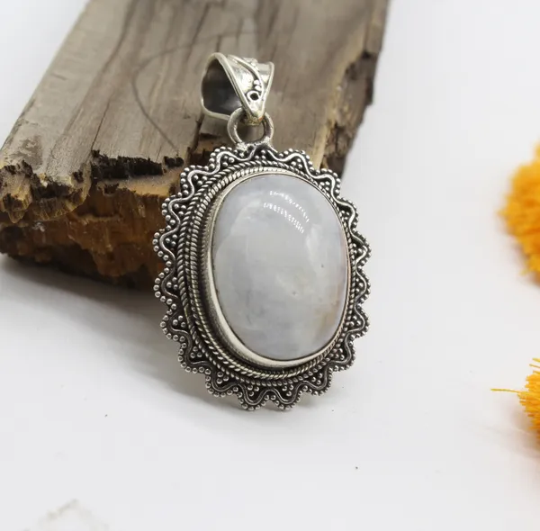 Silver_&_White_With_Blue_Sterling_Silver_925_Premium_&_Elegant_Boho_Pendant_For_Girls_&_Women