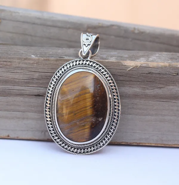 Silver_&_Brown_Sterling_Silver_925_Premium_&_Elegant_Boho_Pendant_For_Girls_&_Women