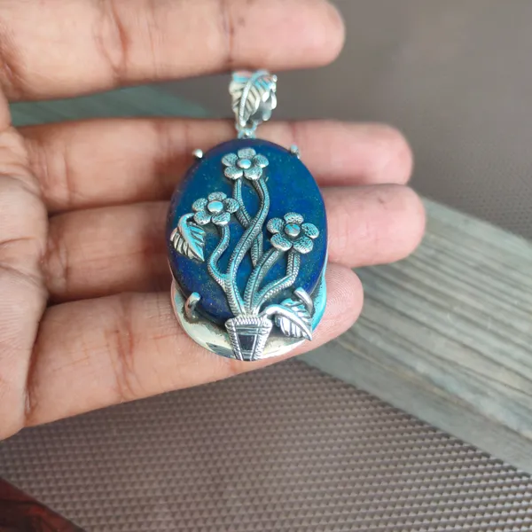 Silver_&_Blue_Sterling_Silver_925_Premium_&_Elegant_Designer_Pendant_For_Girls_&_Women