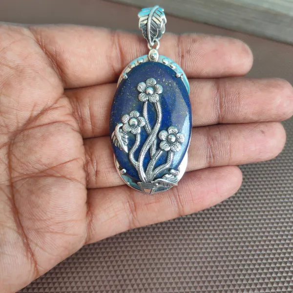 Silver_&_Blue_Sterling_Silver_925_Premium_&_Elegant_Designer_Pendant_For_Girls_&_Women