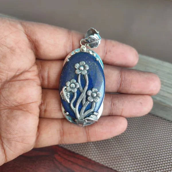 Silver_&_Blue_Sterling_Silver_925_Premium_&_Elegant_Designer_Pendant_For_Girls_&_Women