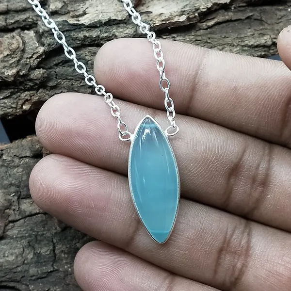 Silver_&_Blue_Sterling_Silver_925_Premium_&_Elegant_Handmade_Pendant_For_Girls_&_Women