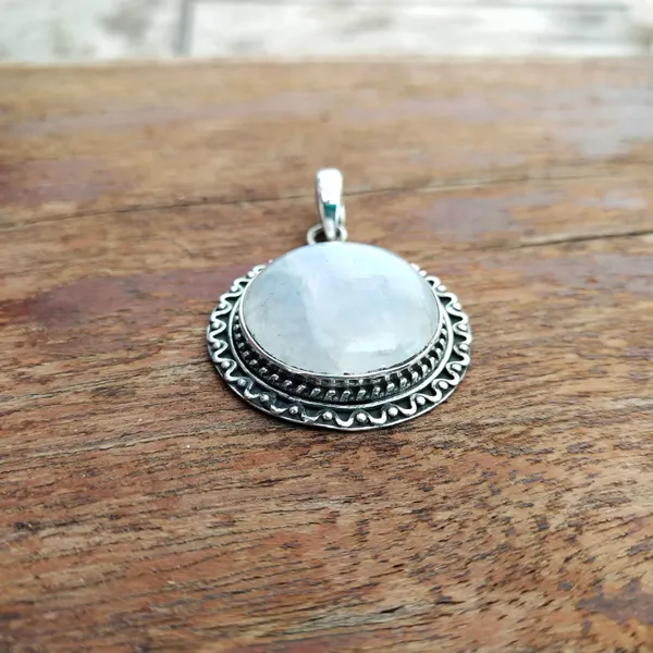 Silver_&_White_With_Blue_Sterling_Silver_925_Premium_&_Elegant_Boho_Pendant_For_Girls_&_Women