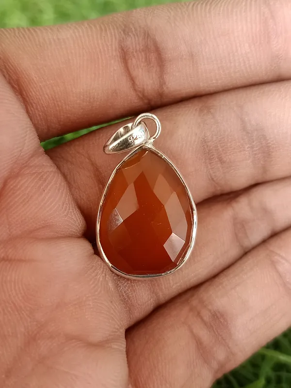 Silver_&_Orange_Sterling_Silver_925_Premium_&_Elegant_Boho_Pendant_For_Girls_&_Women