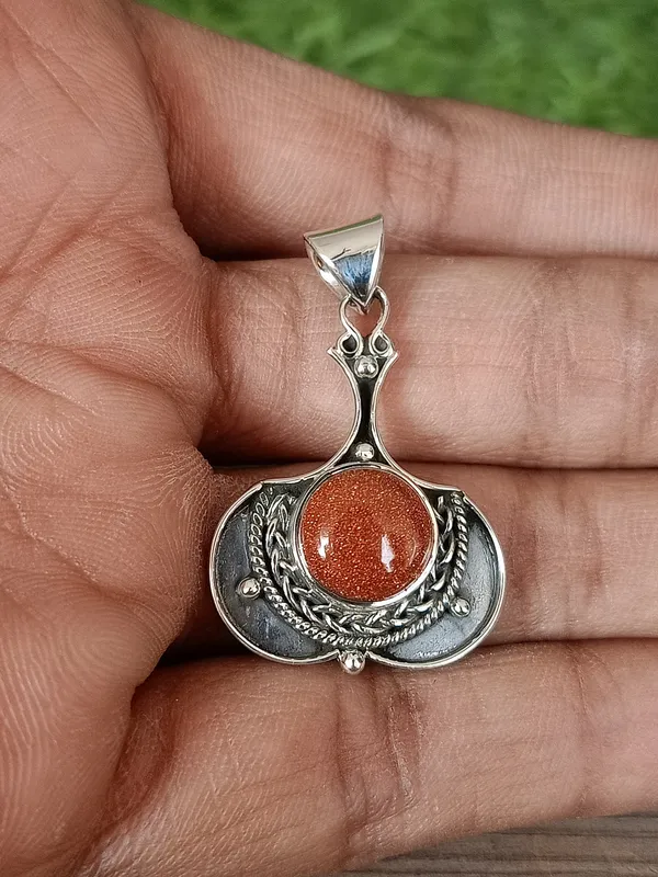 Silver_&_Red_Sterling_Silver_925_Premium_&_Elegant_Boho_Pendant_For_Girls_&_Women