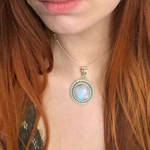 Silver_&_White_With_Blue_Sterling_Silver_925_Premium_&_Elegant_Boho_Pendant_For_Girls_&_Women