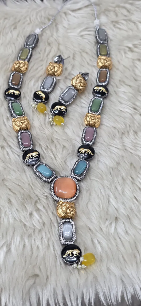 Multicolor_&_Golden_Brass_Premium_&_Elegant_Traditional_Multi_Monalisa_Stones_Necklace_For_Women_&_Girls