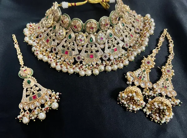 Multicolor_&_Golden_Brass_Premium_&_Elegant_Traditional_Semi_Bridal_Rajwadi_Chowkar_Set_For_Women_&_Girls