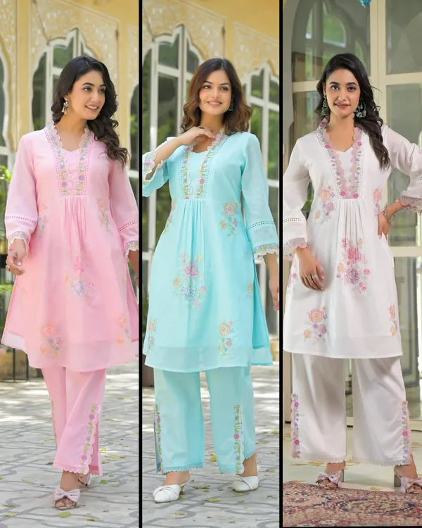 White_Pure_Cotton_Embroidered_Kurta_&_Pant_For_Women