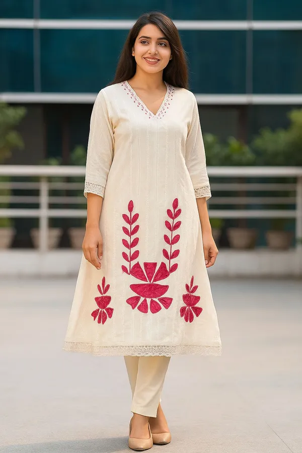 White_Dobby_Cotton_Front_Embroidered_Kurta_Pant_&_Dupatta_For_Women