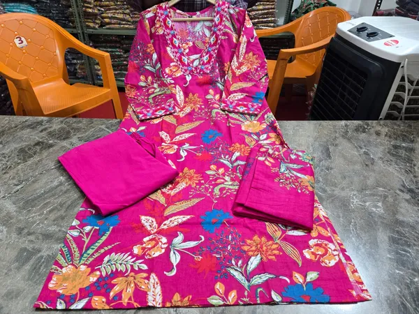 Pink_Cotton_Embroidery_Handblock_Print_Kurta_Pant_&_Dupatta_For_Women_&_Girls