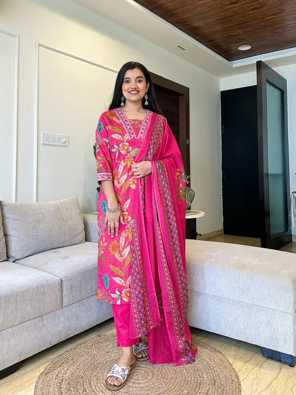 Pink_Cotton_Embroidery_Handblock_Print_Kurta_Pant_&_Dupatta_For_Women_&_Girls