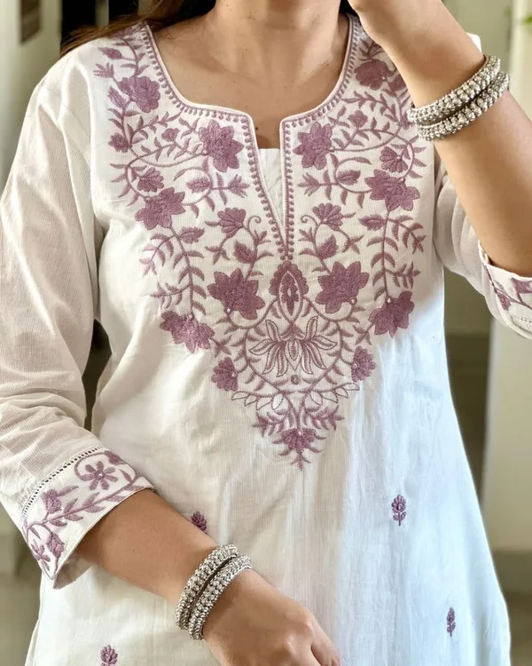 White_Khadi_Cotton_Embroidered_Kurta_Pant_&_Dupatta_For_Women_&_Girls