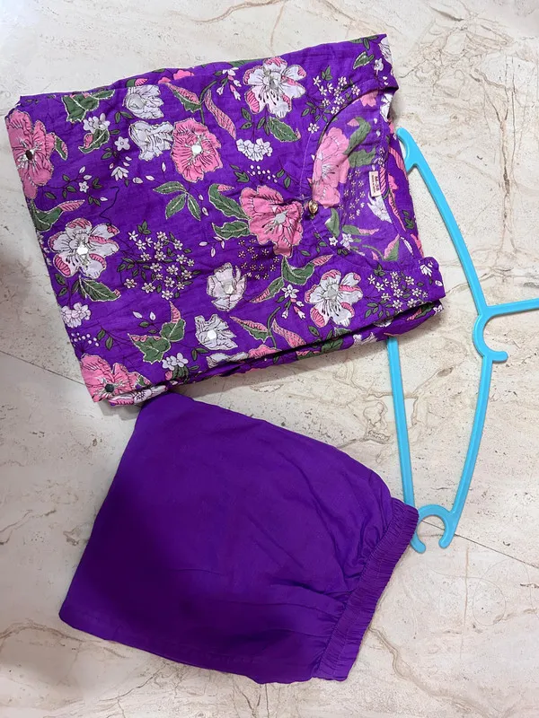 Purple_Soft_Cotton_Nayra_Cut_Kurta_Set_For_Women_&_Girls