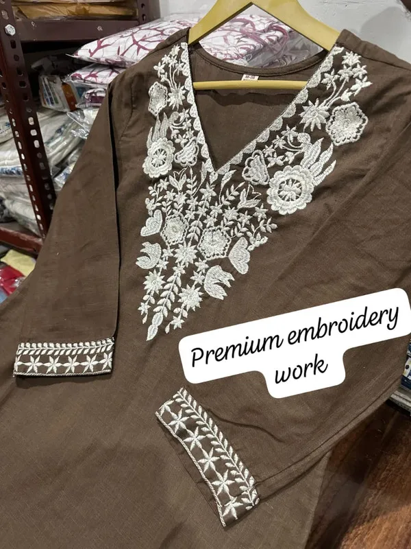Brown_Khadi_Cotton_Embroidered_&_Printed_Kurta_Set_with_Dupatta_for_Women_&_Girls