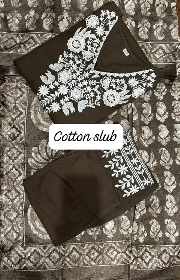 Brown_Khadi_Cotton_Embroidered_&_Printed_Kurta_Set_with_Dupatta_for_Women_&_Girls