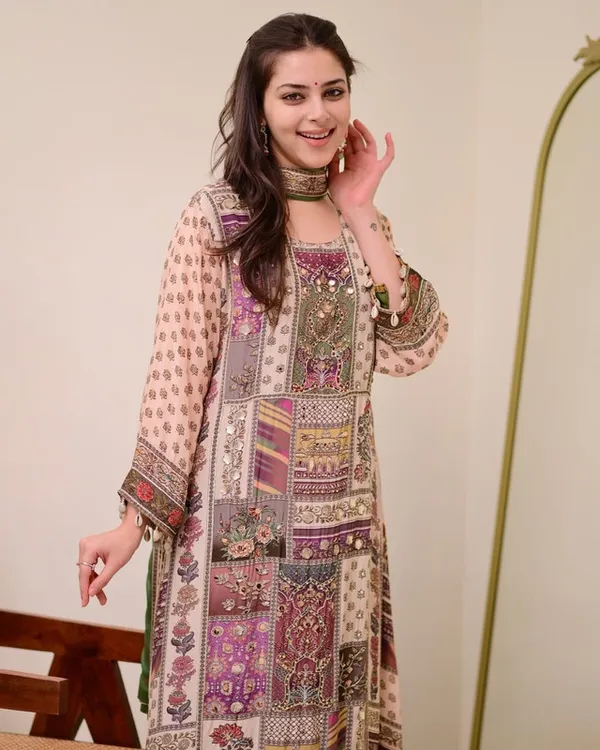 Brown_Chinnon_With_Cotton_Lining_Anarkali_Kurti_Set_For_Women_&_Girls