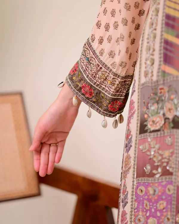 Brown_Chinnon_With_Cotton_Lining_Anarkali_Kurti_Set_For_Women_&_Girls