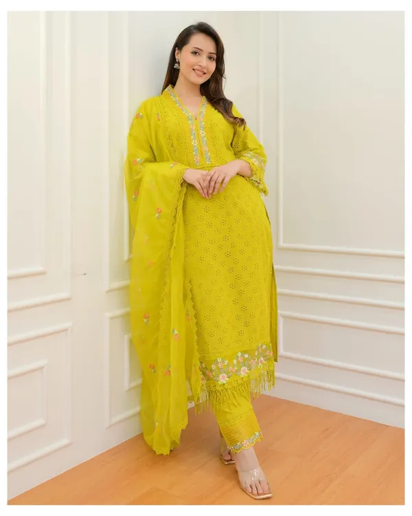 Yellow_Schiffli_Cotton_Embroidered_Kurta_Pant_&_Dupatta_Set_For_Women_&_Girls