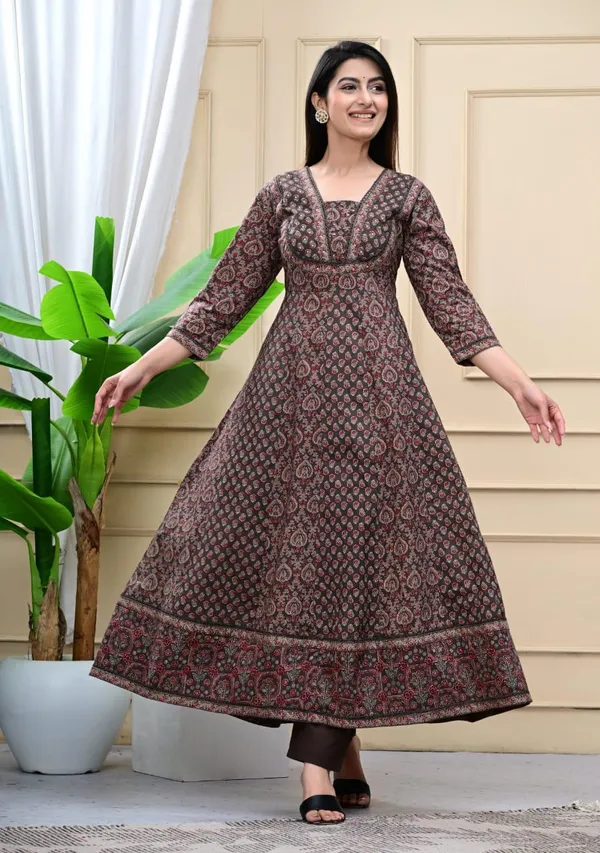 Brown_Angarakha_Pattern_Kurti_Set
