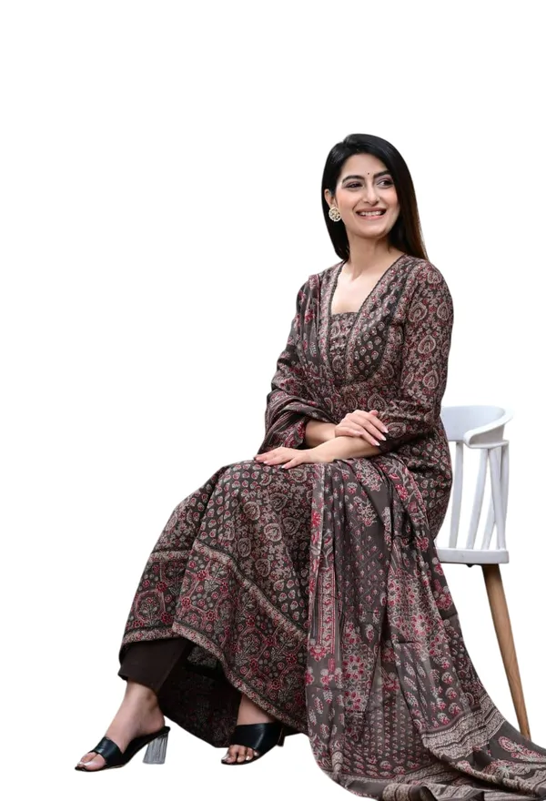 Brown_Angarakha_Pattern_Kurti_Set