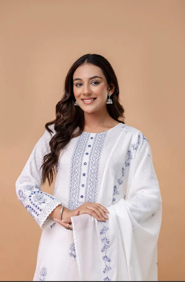 White_Taj_Cotton_Kurti_Set