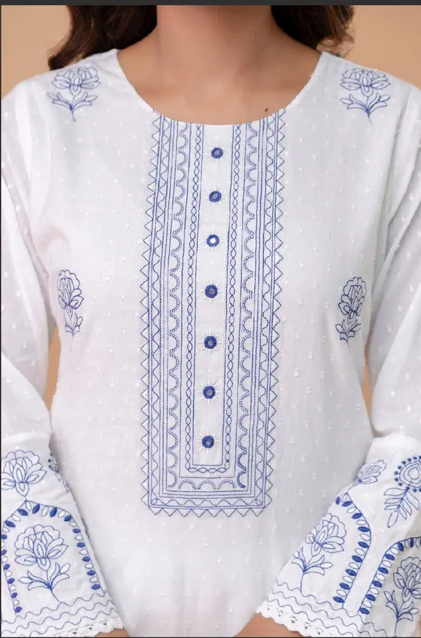 White_Taj_Cotton_Kurti_Set