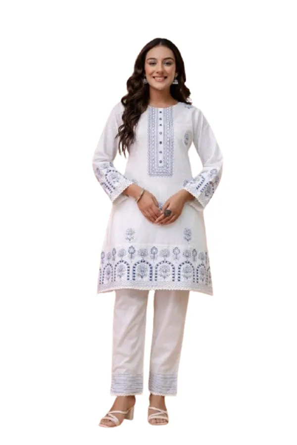 White_Taj_Cotton_Kurti_Set