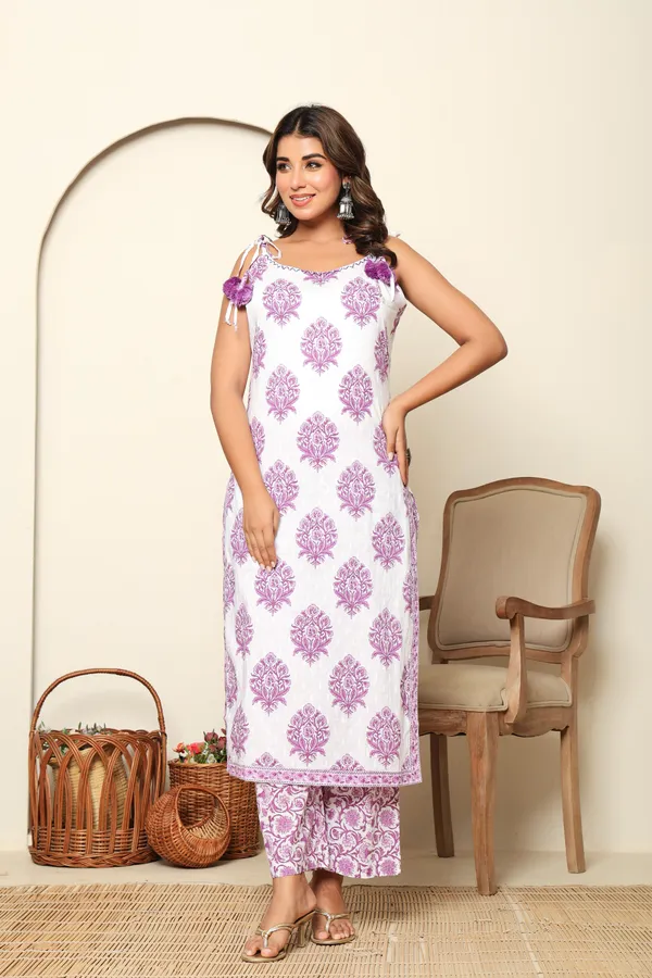 Purple_Designer_Cotton_Cut_Sleeves_Kurti_Set