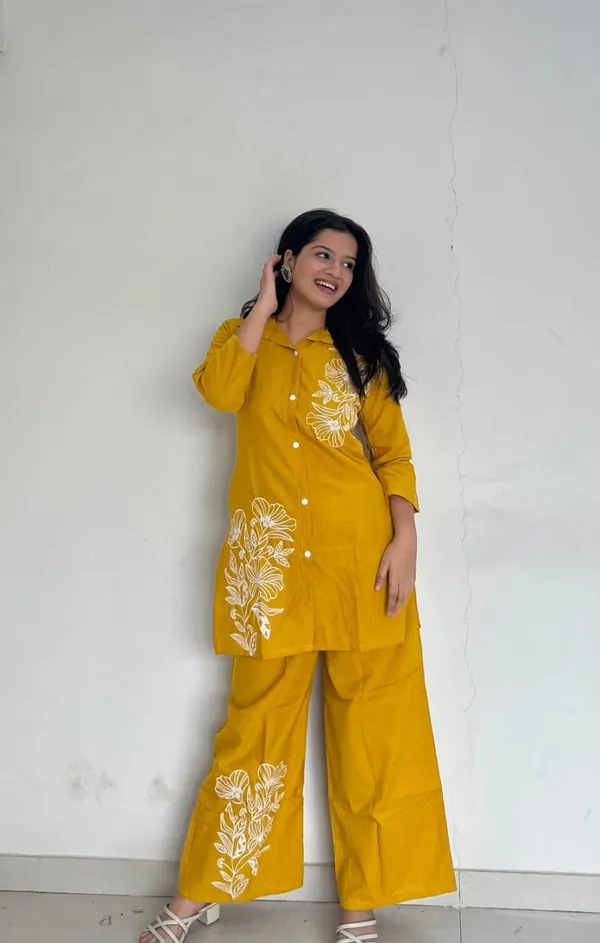 Yellow_Pure_Cotton_Embroidered_Work_Kurta_&_Palazzo_Co_-_Ord_Set_For_Women_&_Girls