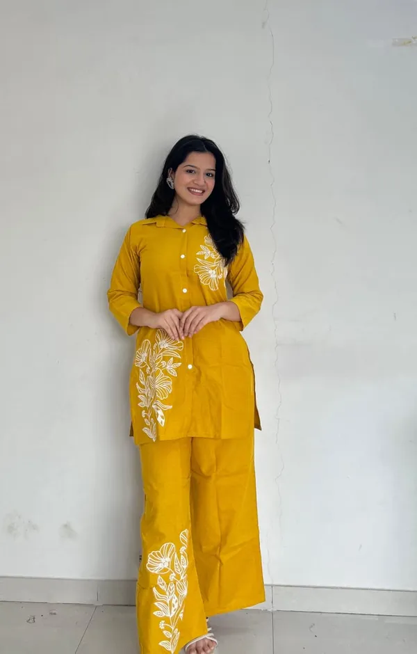 Yellow_Pure_Cotton_Embroidered_Work_Kurta_&_Palazzo_Co_-_Ord_Set_For_Women_&_Girls