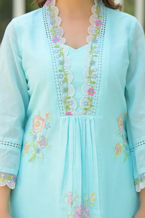 Firozi_Pure_Cotton_Embroidered_Kurta_&_Pant_For_Women
