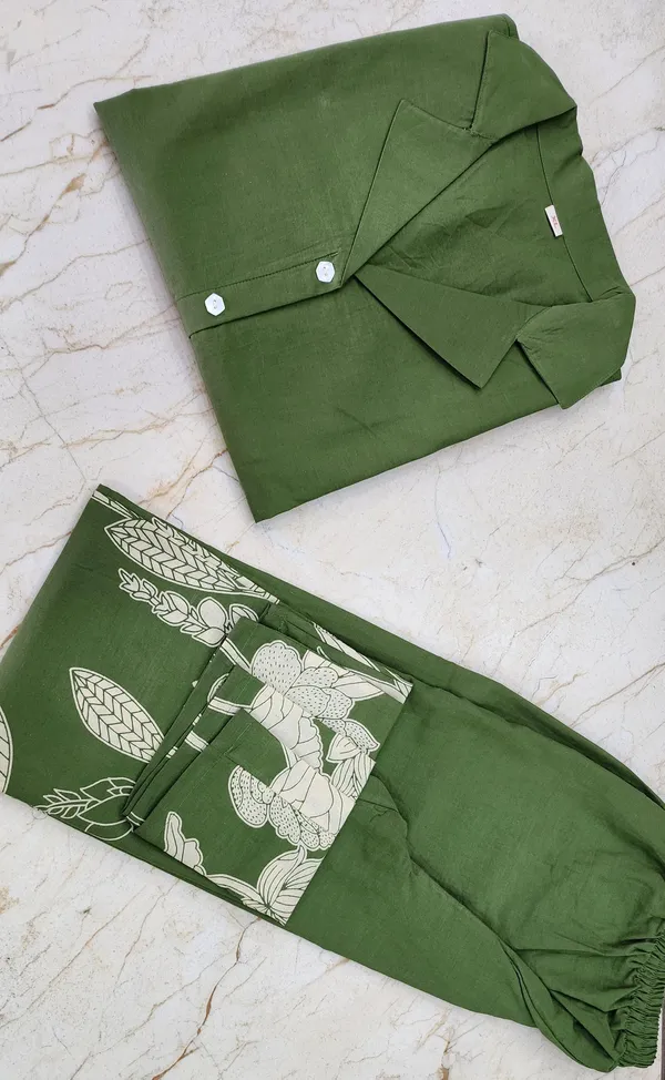 Green_Pure_Cotton_Digital_Print_Flower_&_Leave_Kurta_&_Palazzo_Co_-_Ord_Set_For_Women_&_Girls