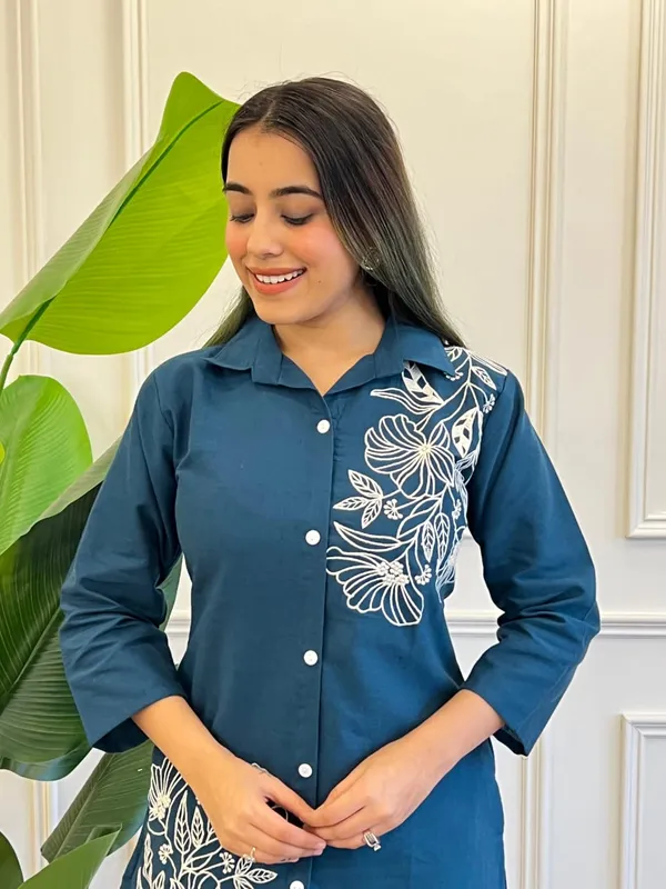 Blue_Pure_Cotton_Embroidered_Work_Kurta_&_Palazzo_Co_-_Ord_Set_For_Women_&_Girls