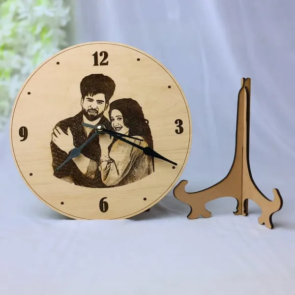 Brown_Guaranteed_Safe_Checkout_Payment_Methods_Personalized_Wooden_Engraved_Photo_Clock_(8X8_Inches)