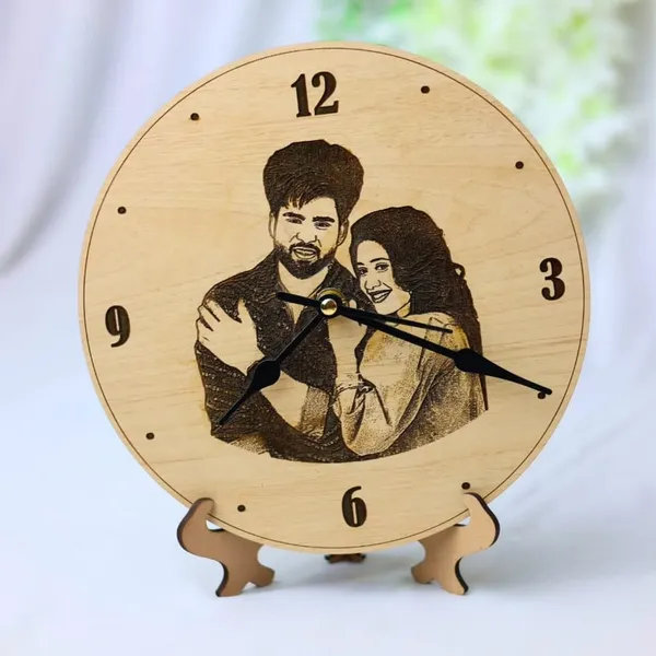 Brown_Guaranteed_Safe_Checkout_Payment_Methods_Personalized_Wooden_Engraved_Photo_Clock_(8X8_Inches)