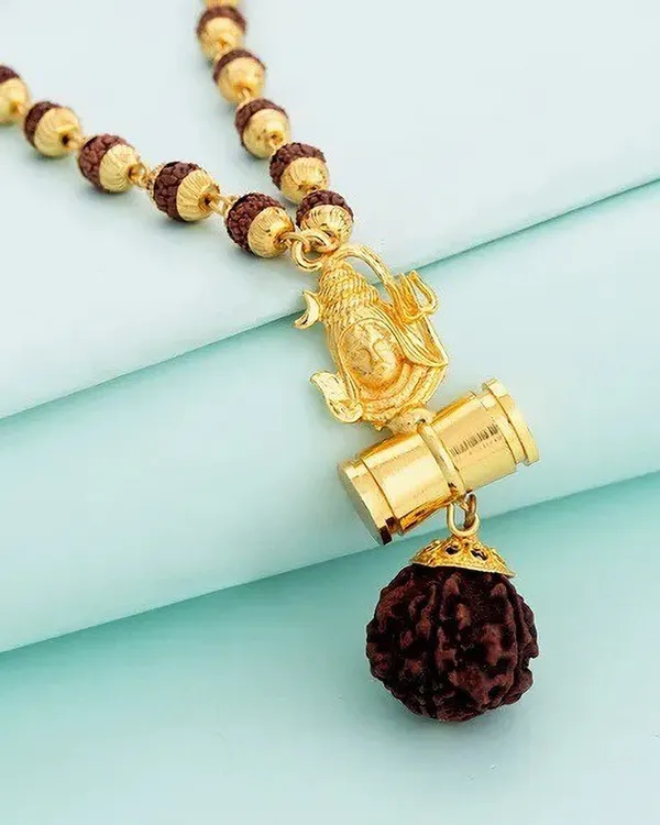 Religious_Lord_Shivji_Trishul_Locket_With_Puchmukhi_Rudraksha_Mala_8mm_36beads_Gold_Plated_Plated_Wood_Chain