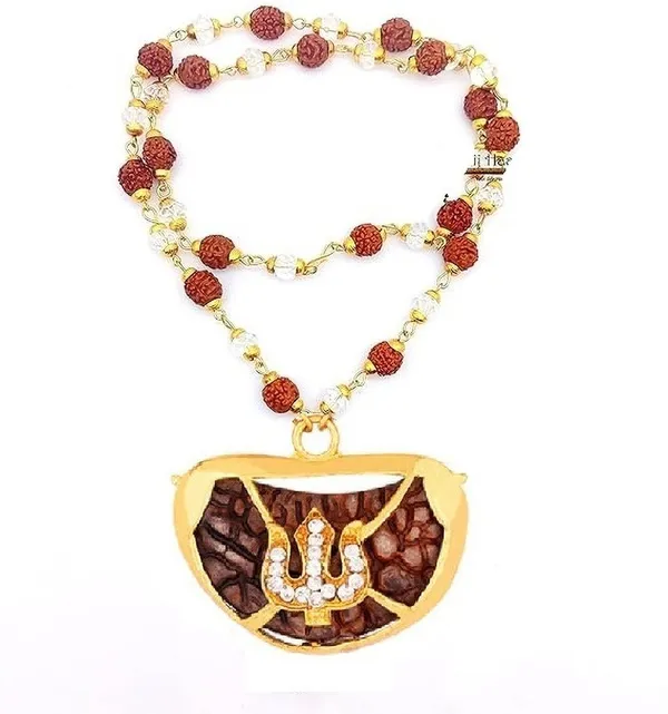 Trishul_Locket_With_Rudraksha_Crystel_Mala_Sacred_Symbol_Of_Power_Protection_Gold_Plated_Plated_Wood_Chain