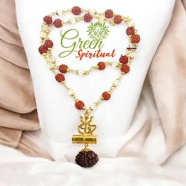 Damru_Trishul_Locket_With_Rudraksha_Crystel_Mala_Symbol_Of_Power_Protection_Gold_Plated_Plated_Wood_Chain