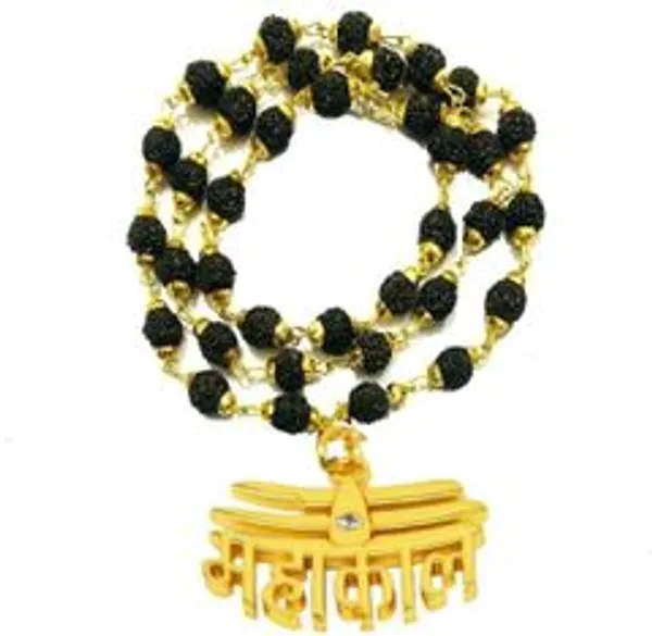 Religious_Jewelry_Mahakal_Locket_With_Puchmukhi_Rudraksha_Mala_8mm_36beads_Gold_Plated_Plated_Wood_Chain