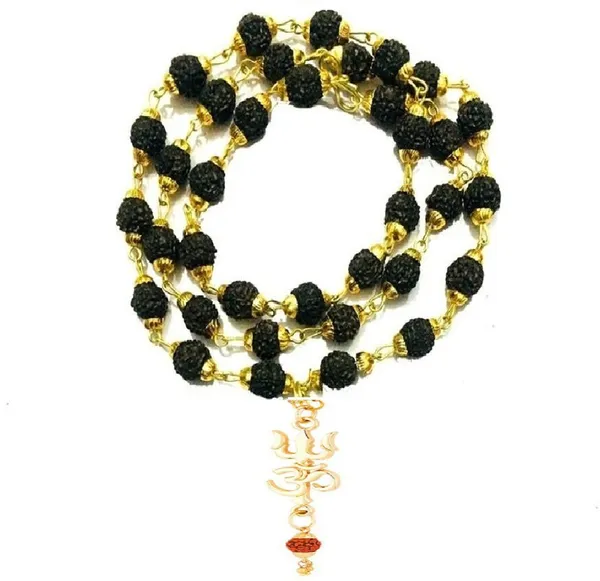 Religious_Jewelry_Trishul_Locket_With_Puchmukhi_Rudraksha_Mala_8mm_36beads_Gold_Plated_Plated_Wood_Chain