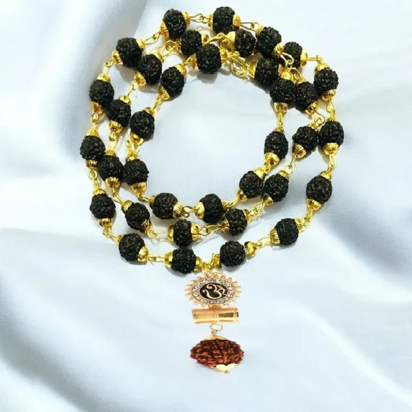 Religious_Jewelry_Om_Damru_Locket_With_Puchmukhi_Rudraksha_Mala_8mm_36beads