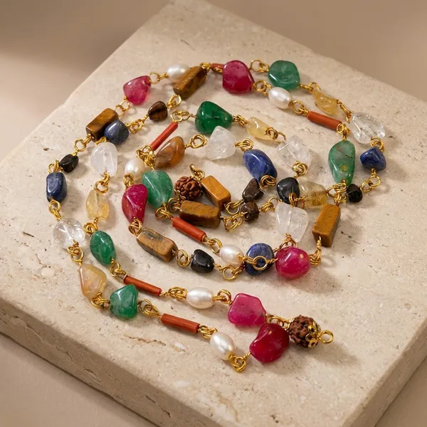 Genuine_Navratna_Mala_9_Gems_Mix_Beads_In_Metal_Chain_Stone_Brass_Plated_Brass_Chain