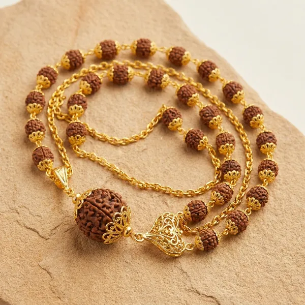 Panchmukhi_Big_Cap_Rudraksh_Mala_Gold_Plated_8mm_36bead_Wood_Chain_15g_Gold_Plated_Plated_Brass_Necklace
