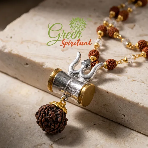 Damru_Locket_Rudraksha_Crystel_Mala_Sacred_Symbol_Of_Power_Protection_Gold_Plated_Plated_Wood_Chain